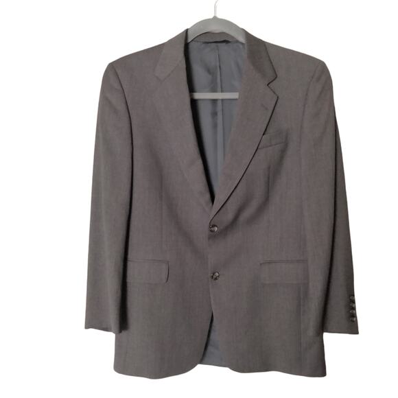 Burberry London Men's 38R Light Grey Pure Wool 2 Button Suit Coat Lined Blazer
